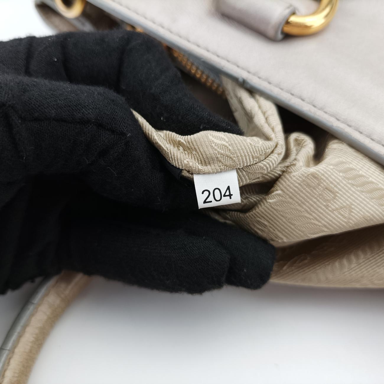 Pre-owned Prada Vitello Shine Argilla Beige Leather  shoulderbag | stylenewstar