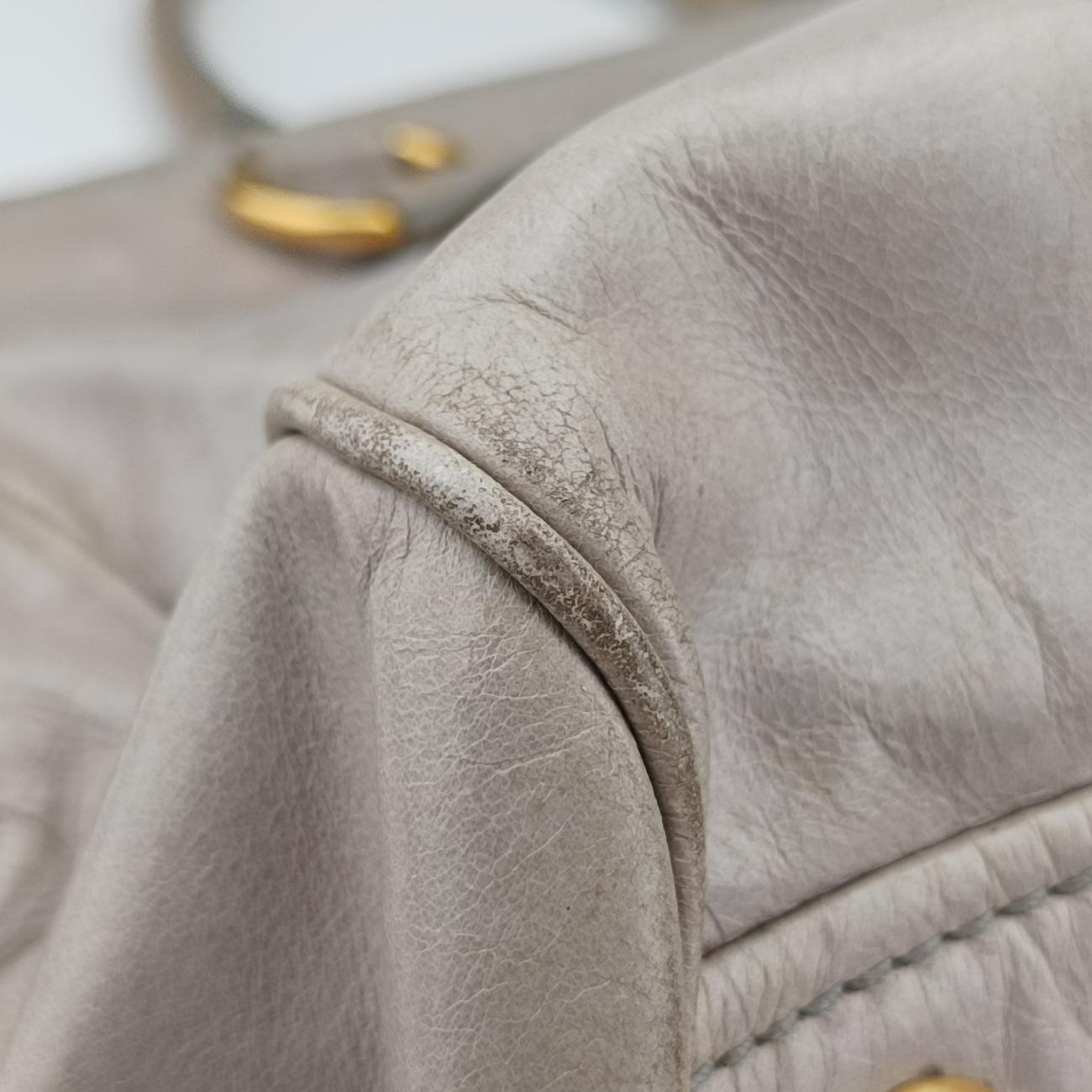 Pre-owned Prada Vitello Shine Argilla Beige Leather  shoulderbag | stylenewstar