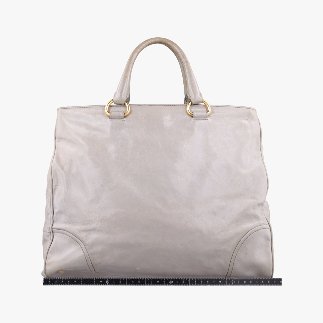Pre-owned Prada Vitello Shine Argilla Beige Leather  shoulderbag | stylenewstar