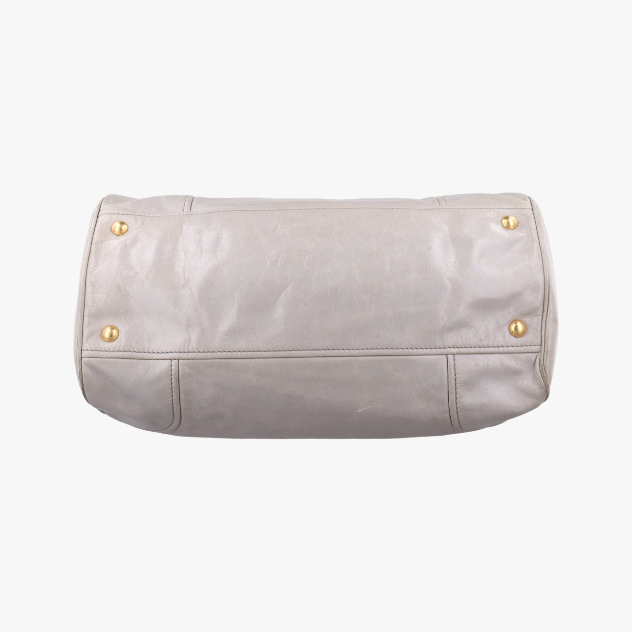 Pre-owned Prada Vitello Shine Argilla Beige Leather  shoulderbag | stylenewstar