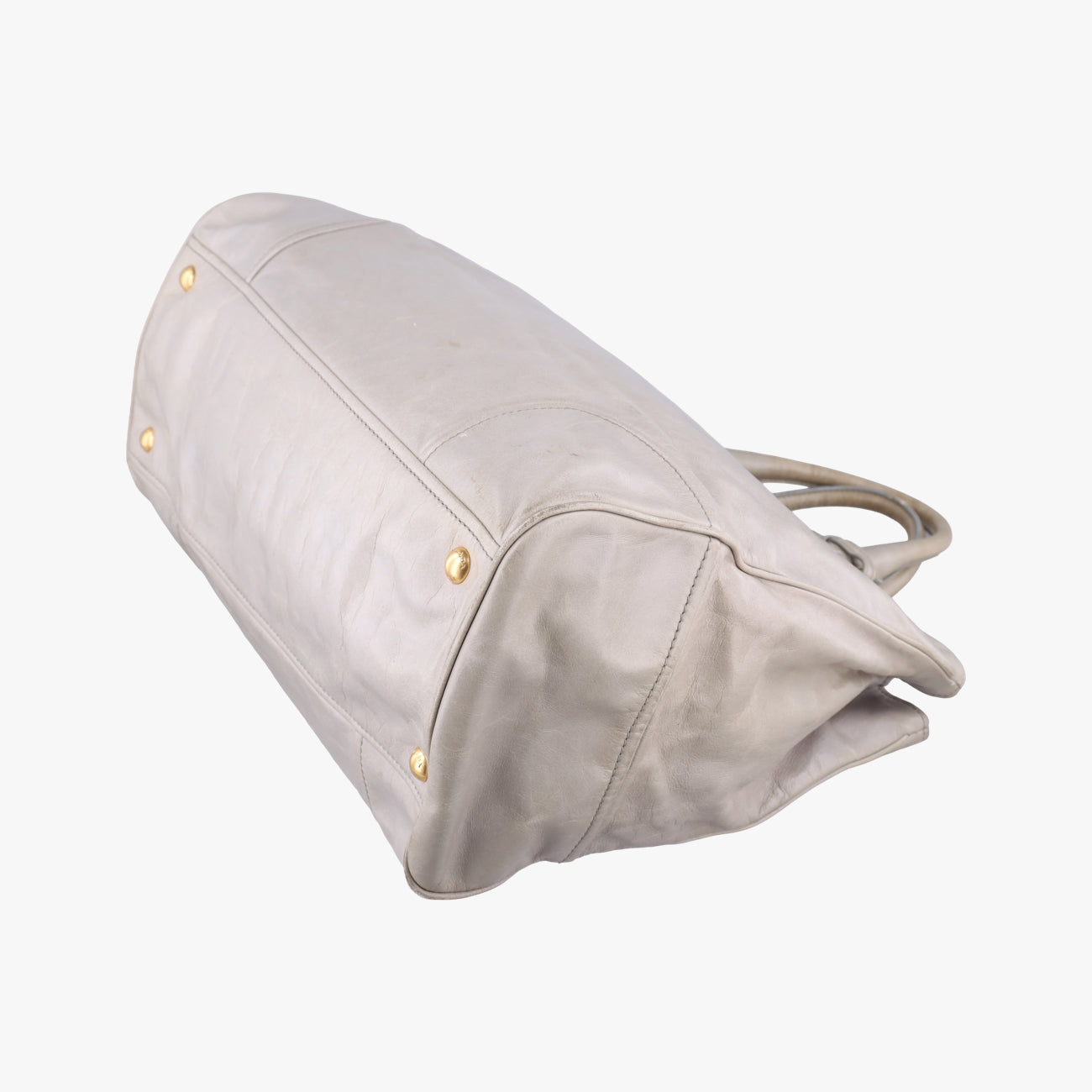 Pre-owned Prada Vitello Shine Argilla Beige Leather  shoulderbag | stylenewstar