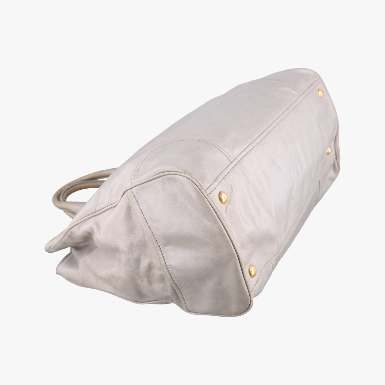 Pre-owned Prada Vitello Shine Argilla Beige Leather  shoulderbag | stylenewstar