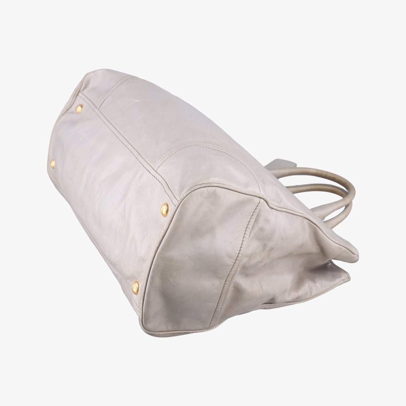 Pre-owned Prada Vitello Shine Argilla Beige Leather  shoulderbag | stylenewstar