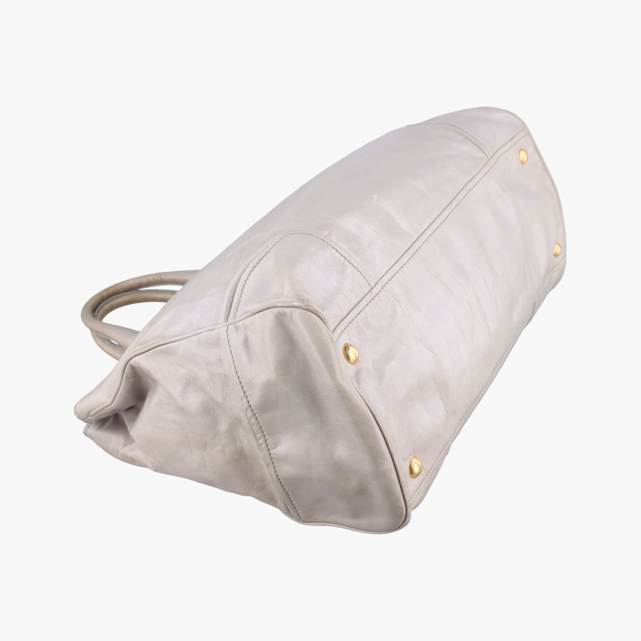 Pre-owned Prada Vitello Shine Argilla Beige Leather  shoulderbag | stylenewstar