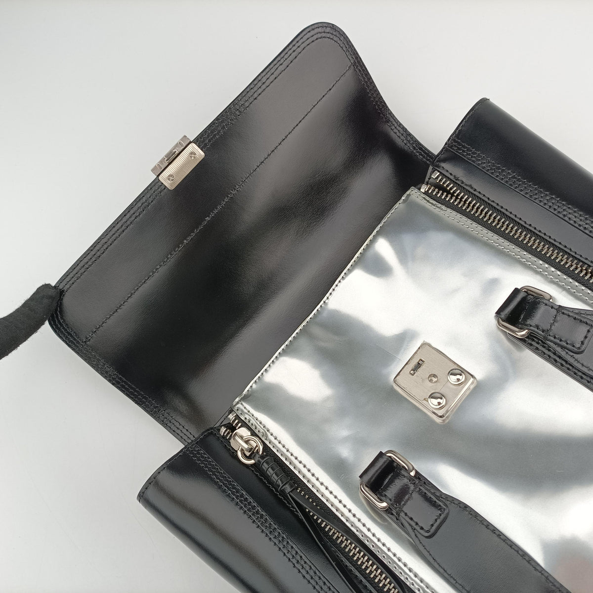 Vintage Philipp Plein Top Handle Black×white Leather  shoulderbag | stylenewstar