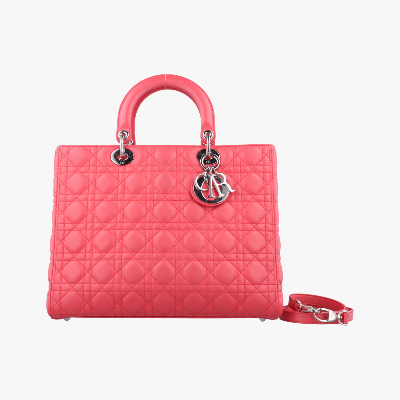 Pre-owned Christian Dior Lady Dior Pink lambskin  shoulderbag | stylenewstar