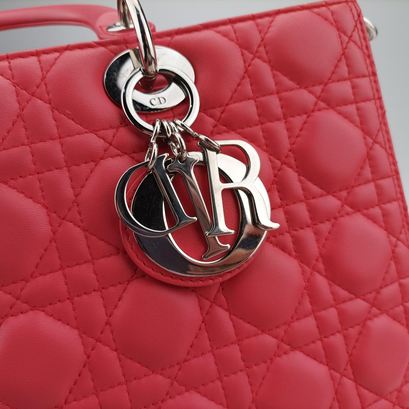 Pre-owned Christian Dior Lady Dior Pink lambskin  shoulderbag | stylenewstar