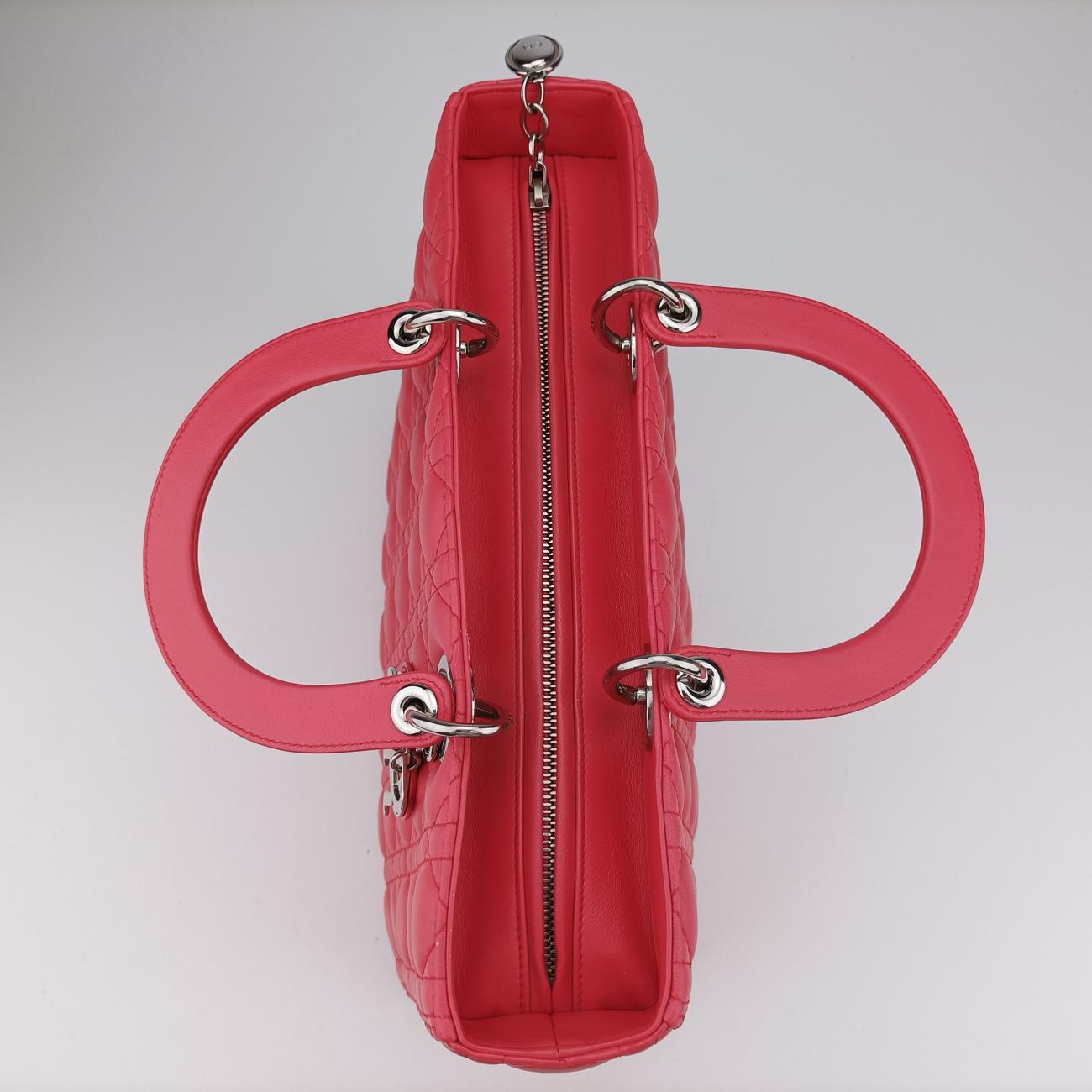 Pre-owned Christian Dior Lady Dior Pink lambskin  shoulderbag | stylenewstar