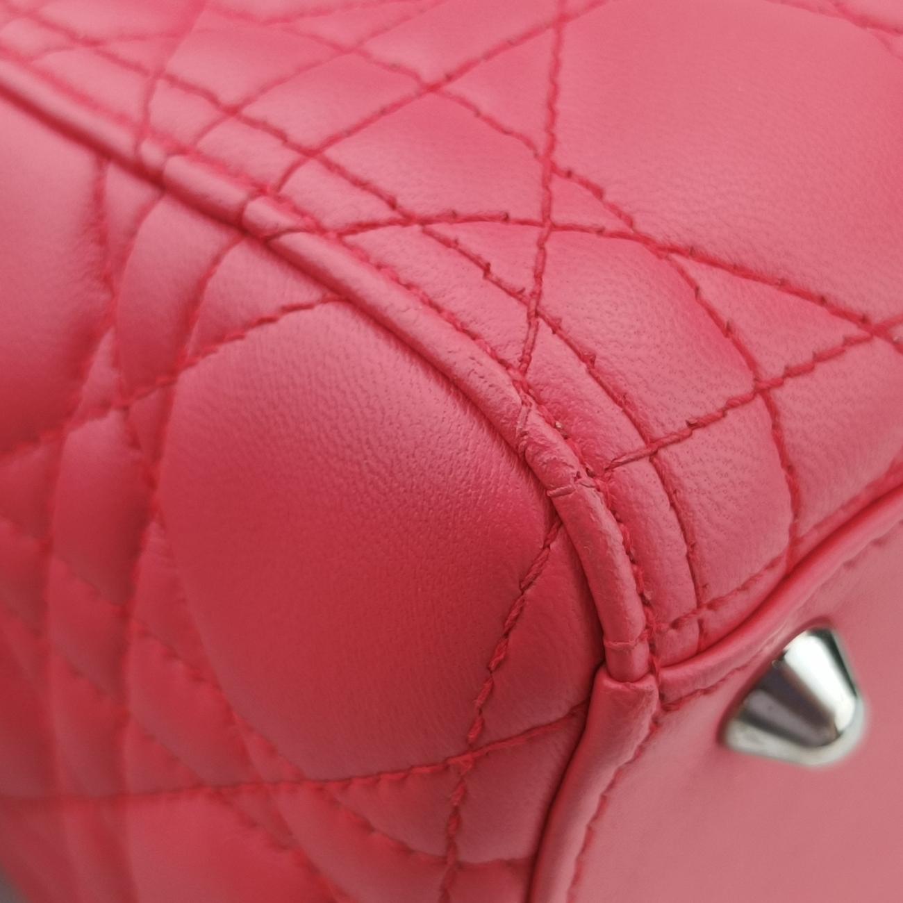 Pre-owned Christian Dior Lady Dior Pink lambskin  shoulderbag | stylenewstar