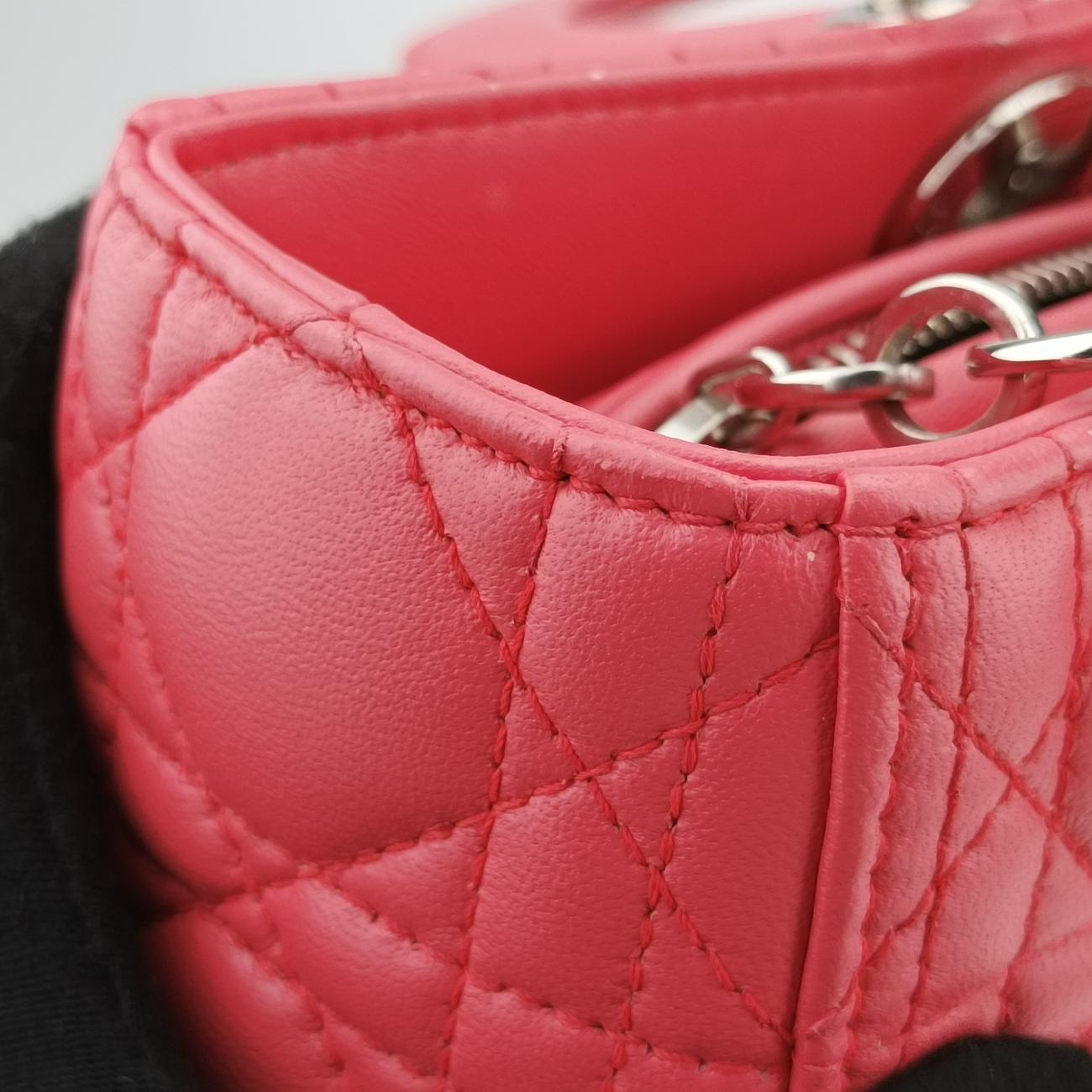 Pre-owned Christian Dior Lady Dior Pink lambskin  shoulderbag | stylenewstar