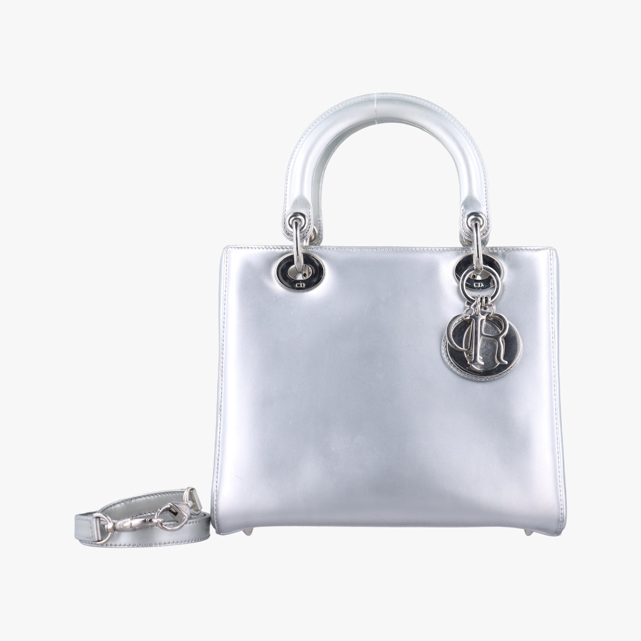 Pre-owned Christian Dior Lady Dior Silver Leather  shoulderbag | stylenewstar