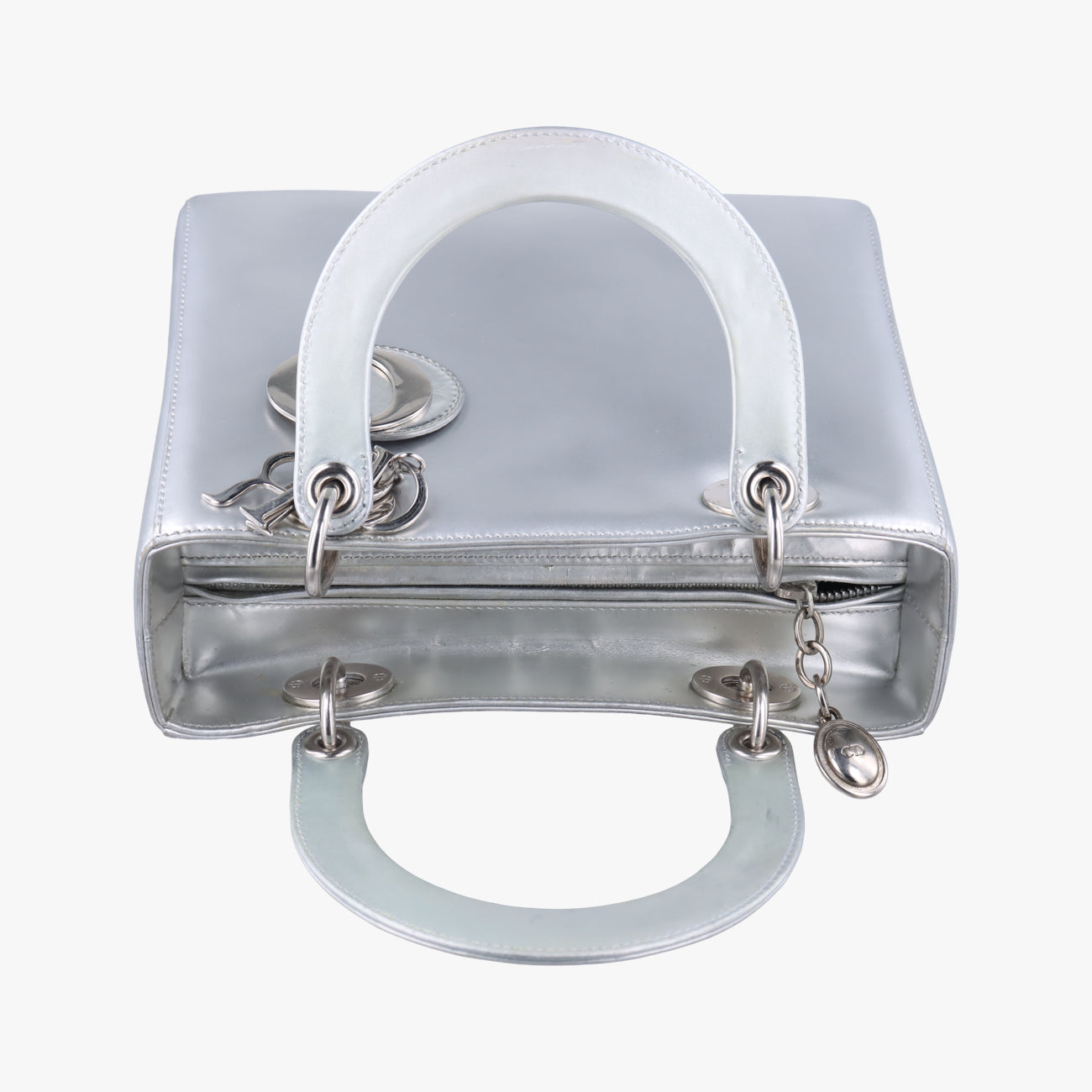 Pre-owned Christian Dior Lady Dior Silver Leather  shoulderbag | stylenewstar