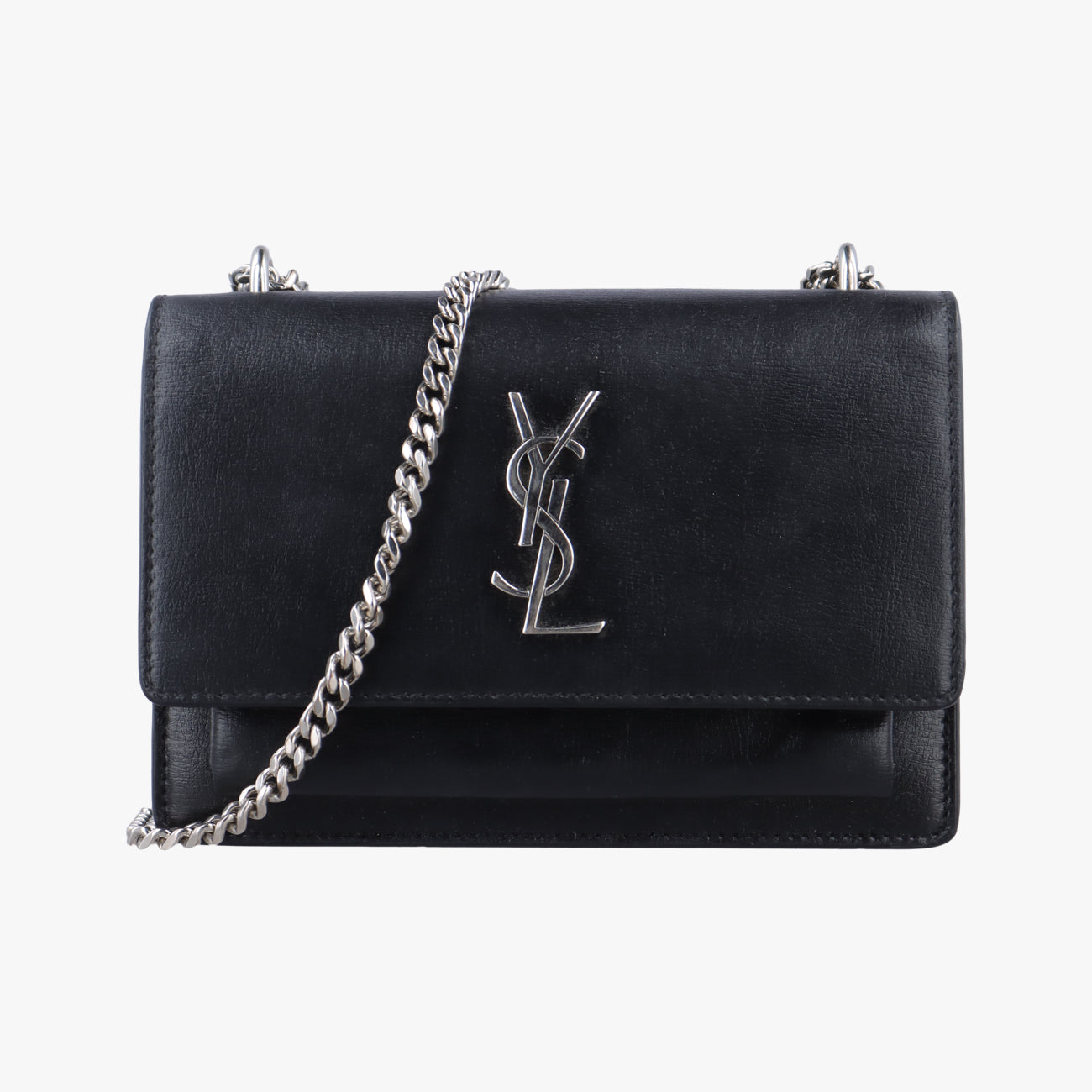 Pre-owned Yves Saint Laurent SUNSET Black Leather 452157 shoulderbag | stylenewstar