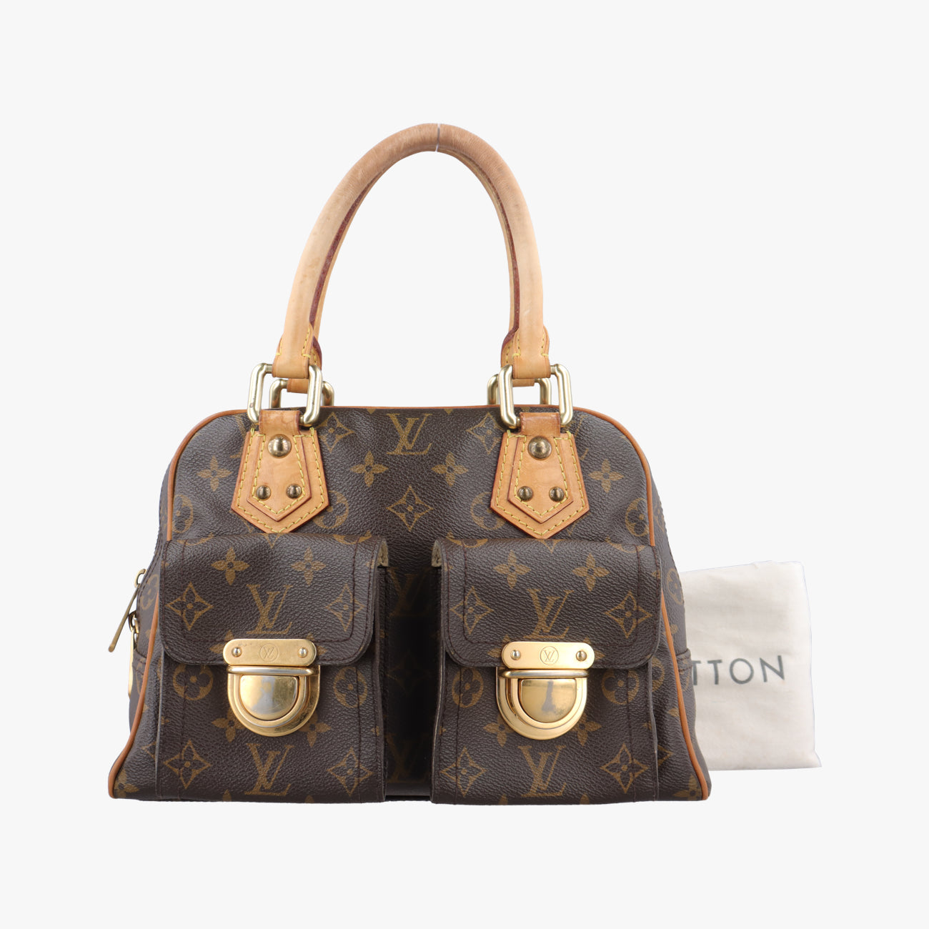 Pre-owned Louis Vuitton MANHATTAN PM Brown Monogram Canvas M40026 handbag | stylenewstar