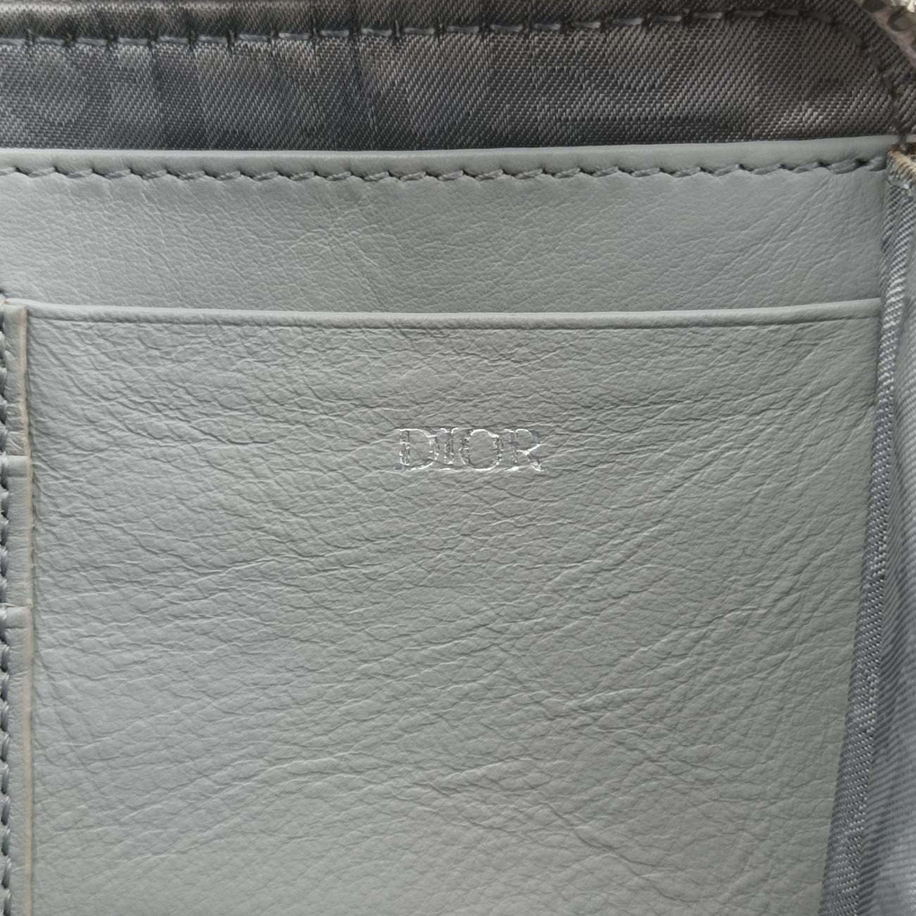 Pre-owned Christian Dior Air Jordan Wings Messenger Grey Leather  shoulderbag | stylenewstar