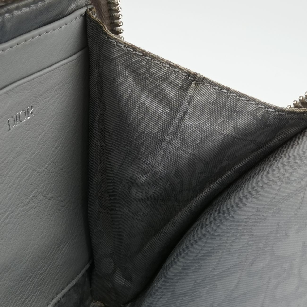 Pre-owned Christian Dior Air Jordan Wings Messenger Grey Leather  shoulderbag | stylenewstar