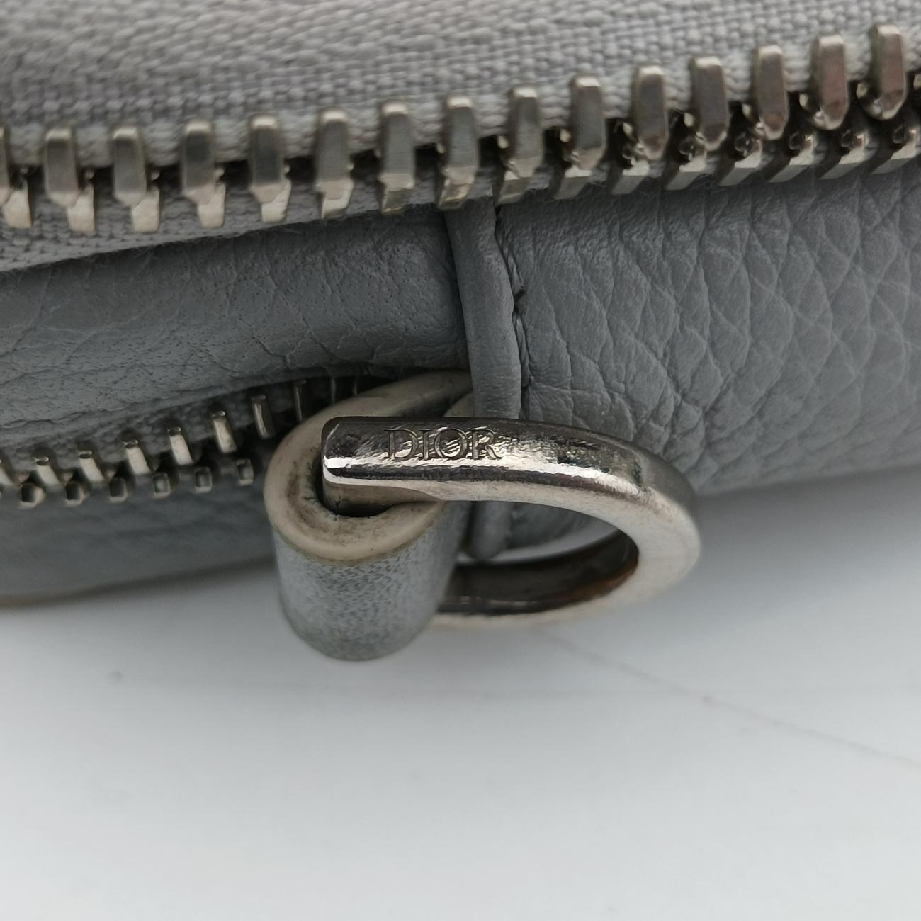 Pre-owned Christian Dior Air Jordan Wings Messenger Grey Leather  shoulderbag | stylenewstar