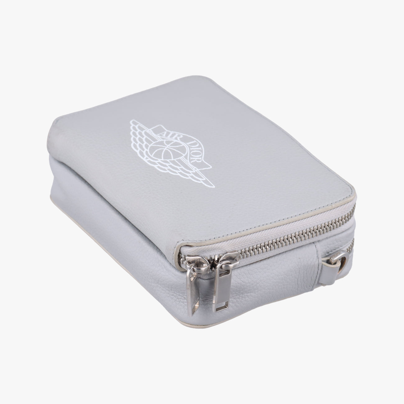 Pre-owned Christian Dior Air Jordan Wings Messenger Grey Leather  shoulderbag | stylenewstar