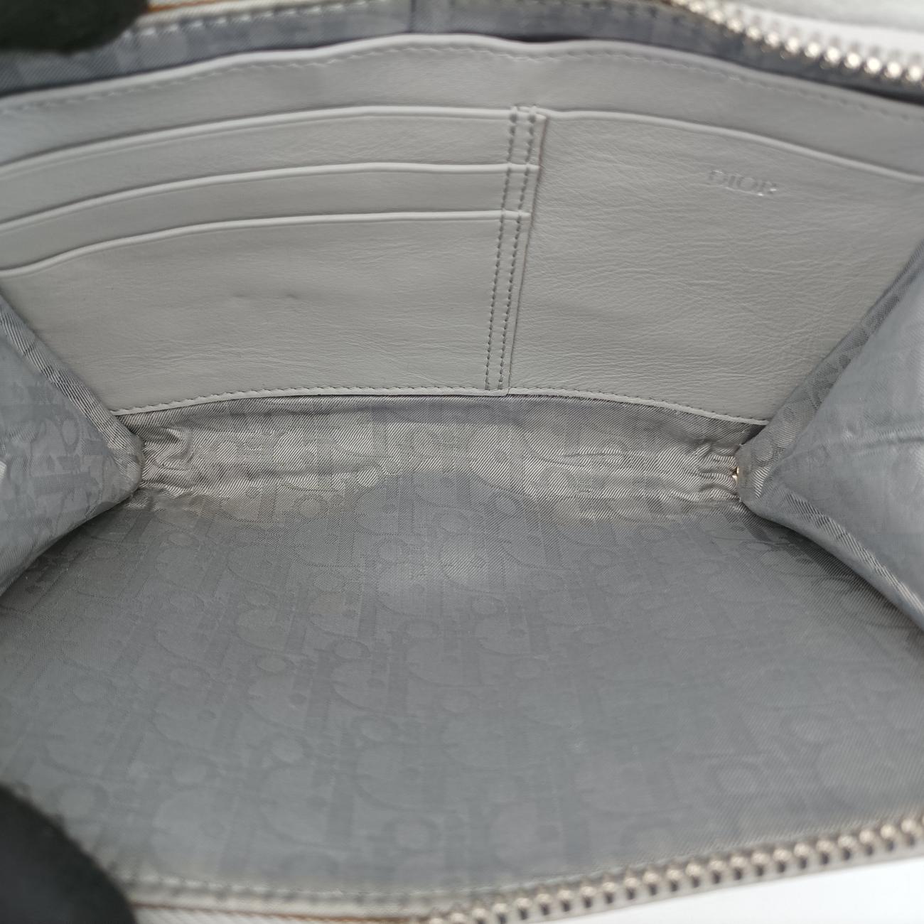 Pre-owned Christian Dior Air Jordan Wings Messenger Grey Leather  shoulderbag | stylenewstar