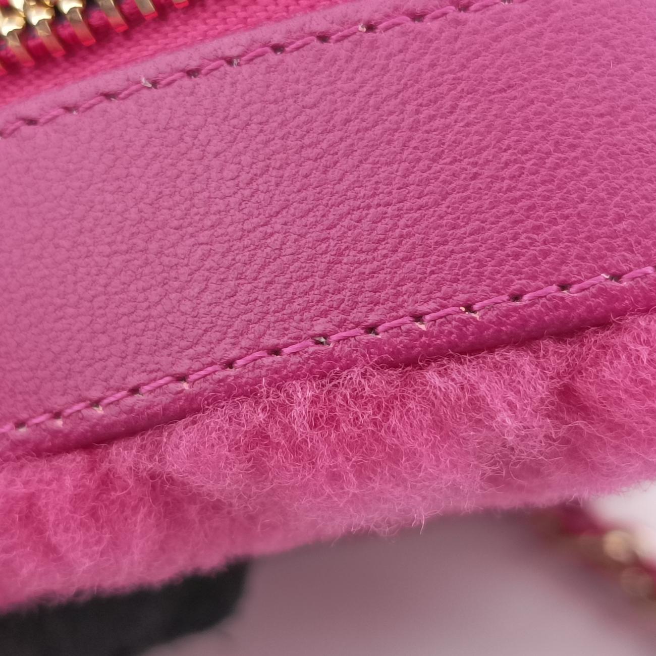 Pre-owned Chanel ROUND SHEARLING COCO NEIGE pink Fur x Leather  AP0932 shoulderbag | stylenewstar