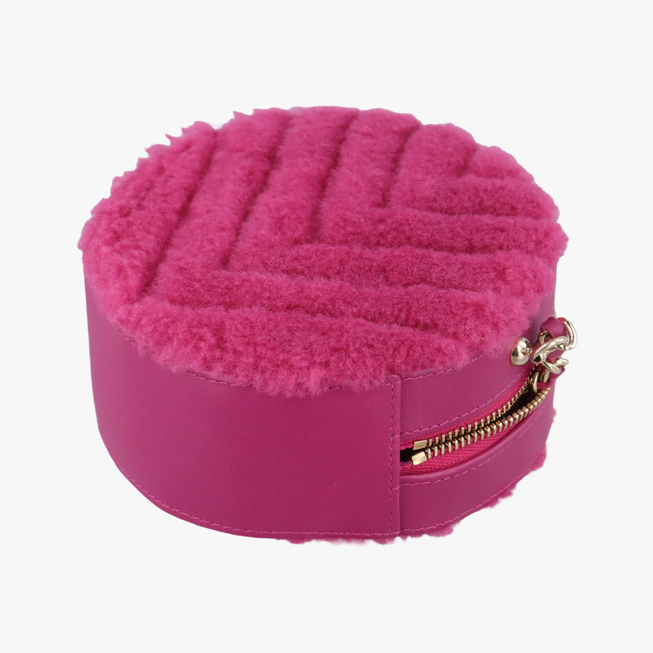 Pre-owned Chanel ROUND SHEARLING COCO NEIGE pink Fur x Leather  AP0932 shoulderbag | stylenewstar