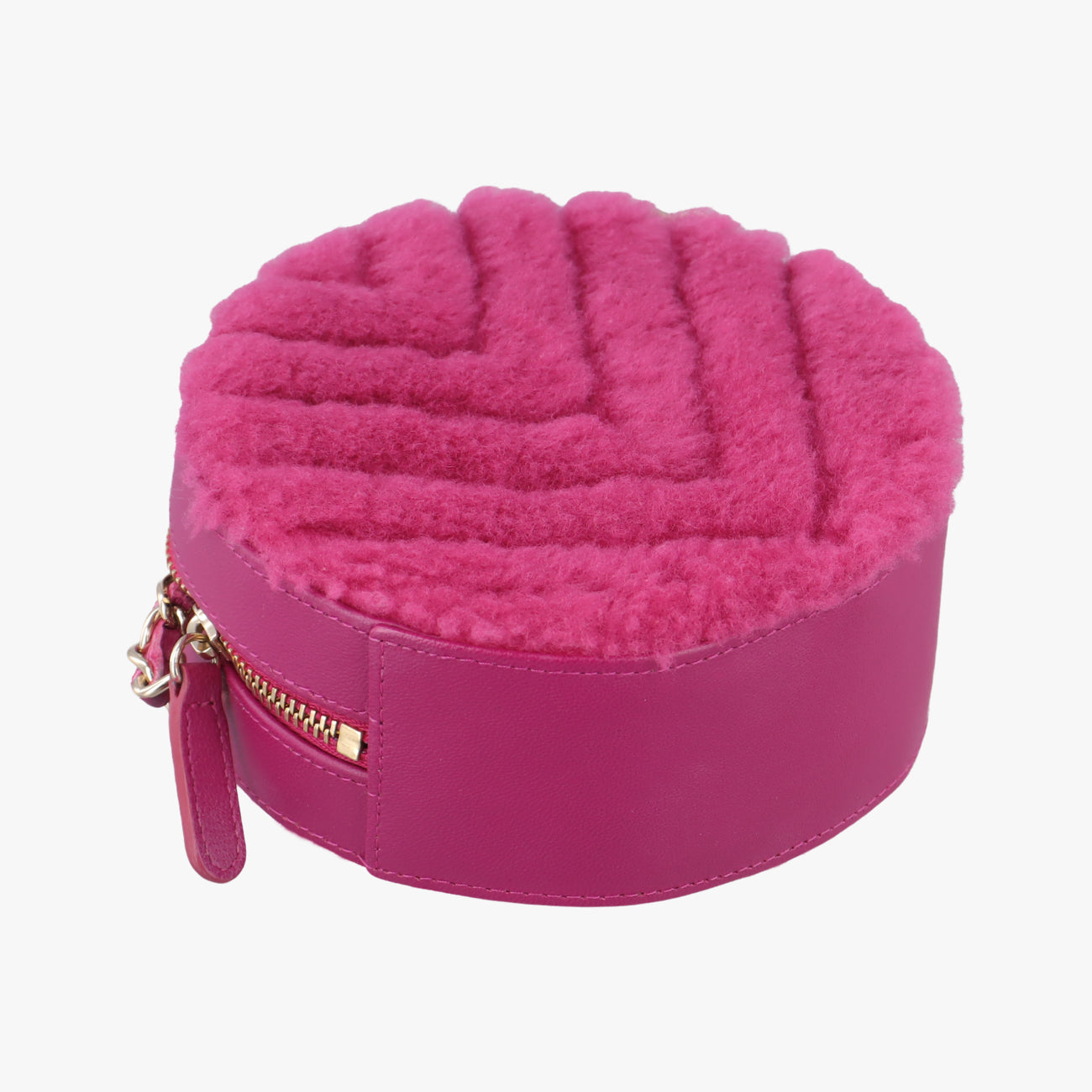 Pre-owned Chanel ROUND SHEARLING COCO NEIGE pink Fur x Leather  AP0932 shoulderbag | stylenewstar