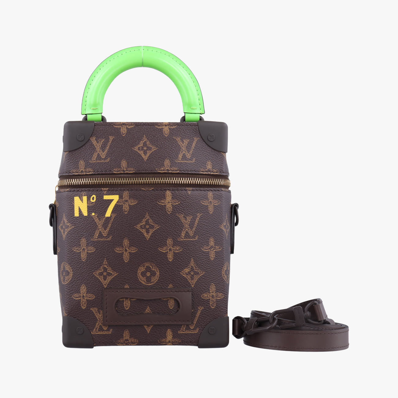 Pre-owned Louis Vuitton VERTICAL BOX TRUNK brown×green Monogram Canvas×calf leather M59664 shoulderbag | stylenewstar