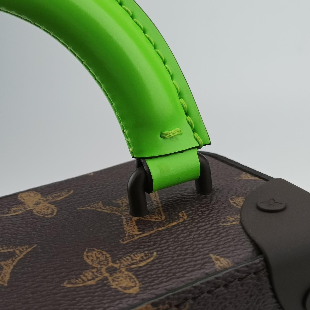 Pre-owned Louis Vuitton VERTICAL BOX TRUNK brown×green Monogram Canvas×calf leather M59664 shoulderbag | stylenewstar