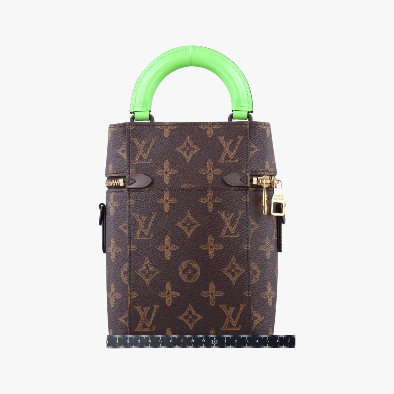 Pre-owned Louis Vuitton VERTICAL BOX TRUNK brown×green Monogram Canvas×calf leather M59664 shoulderbag | stylenewstar
