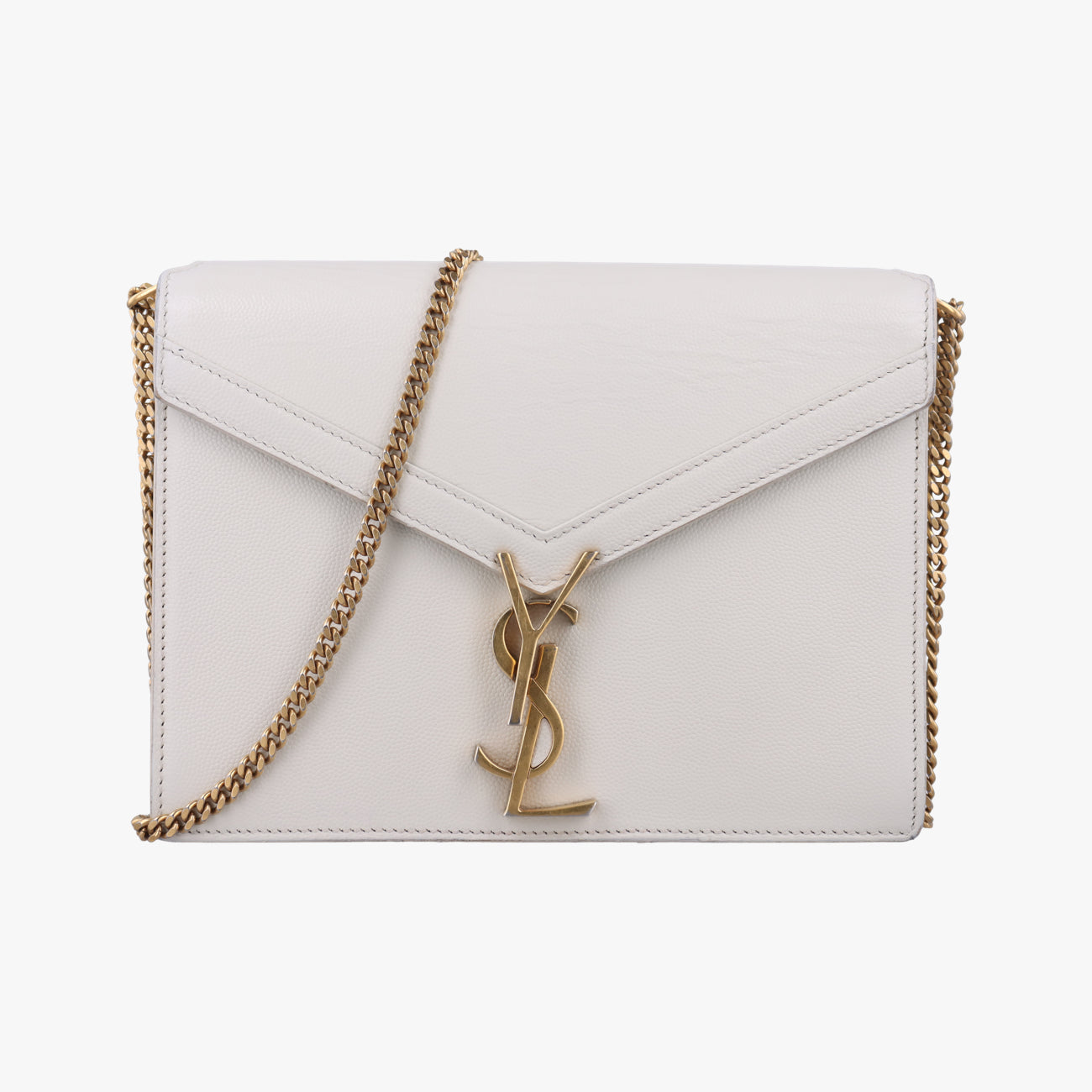 Pre-owned Yves Saint Laurent CASSANDRA White Leather 532750 shoulderbag | stylenewstar