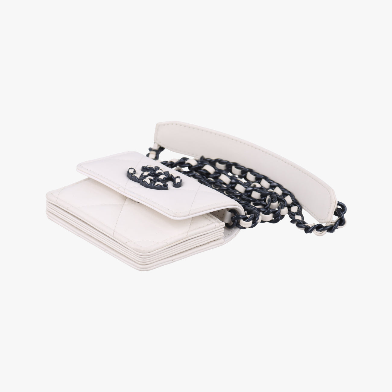 Pre-owned Chanel CHANEL 19 Flap Coin Purse White lambskin AP2409 shoulderbag | stylenewstar