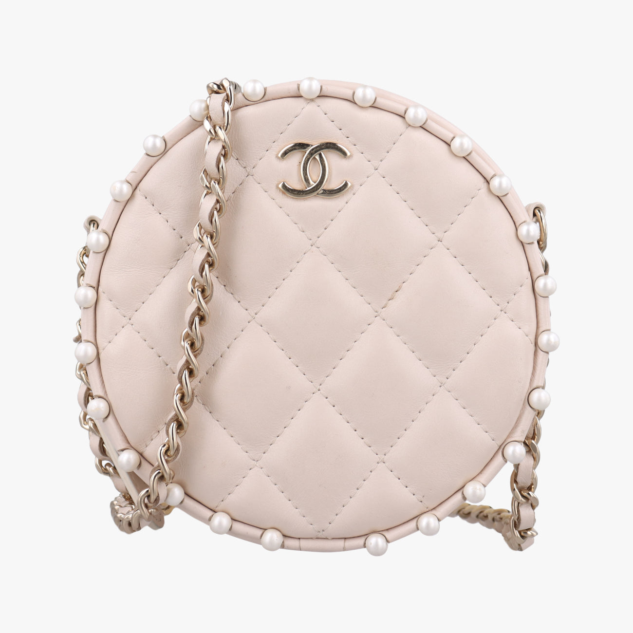 Pre-owned Chanel Matelasse Round Beige caviar skin AP1050 shoulderbag | stylenewstar