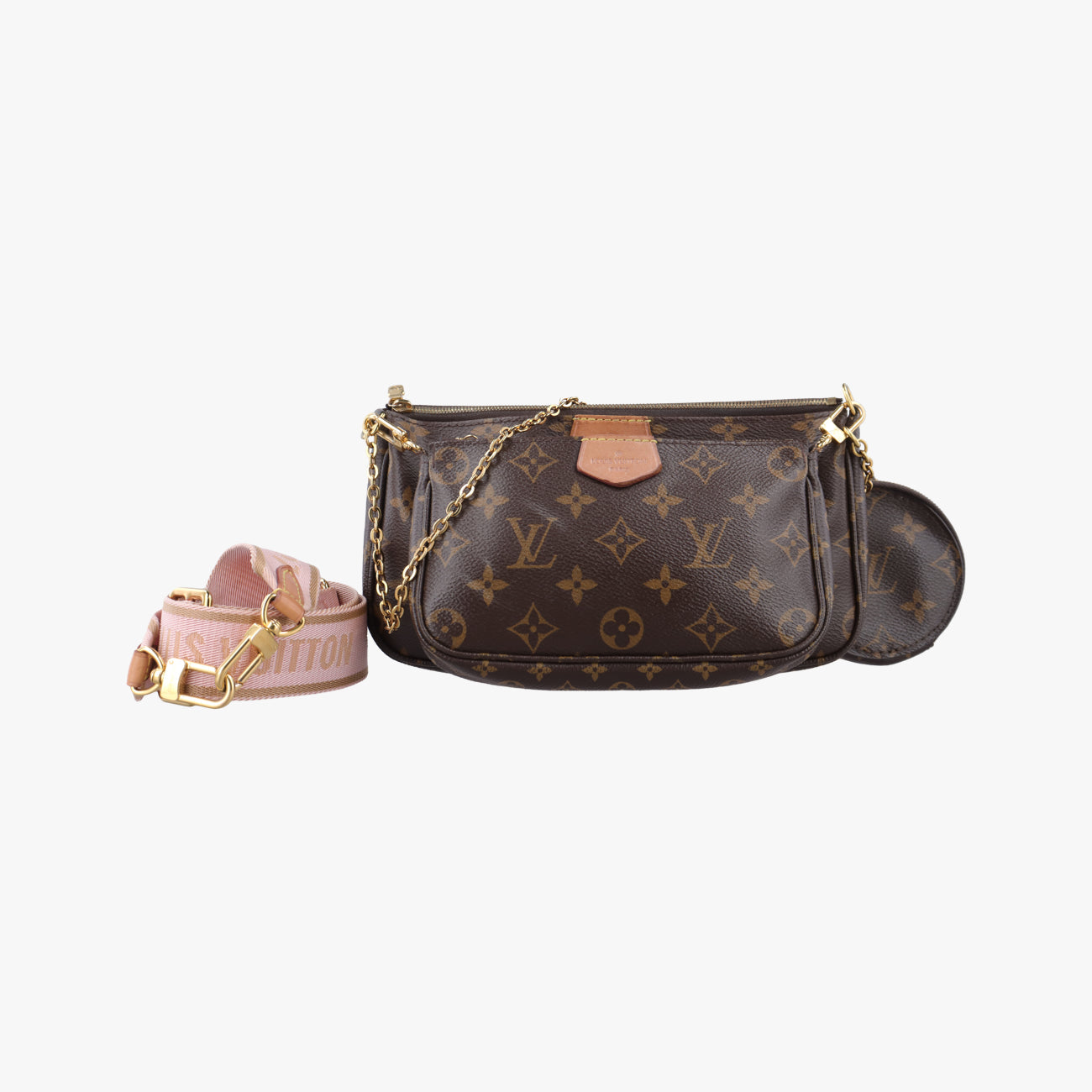 Pre-owned Louis Vuitton MULTI POCHETTE ACCESSOIRES MARRON×ROSE CLAIRE Monogram Canvas M44840 shoulderbag | stylenewstar
