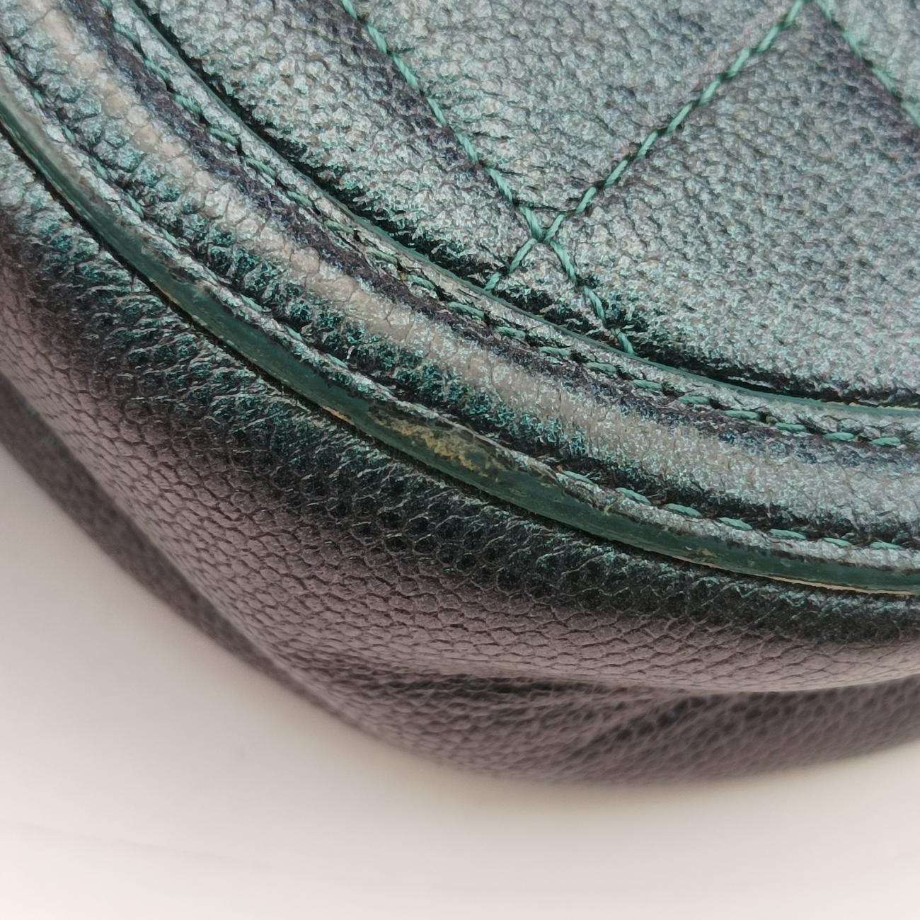 Pre-owned Chanel CC Filigree round green Caviar Skin A81599 shoulderbag | stylenewstar