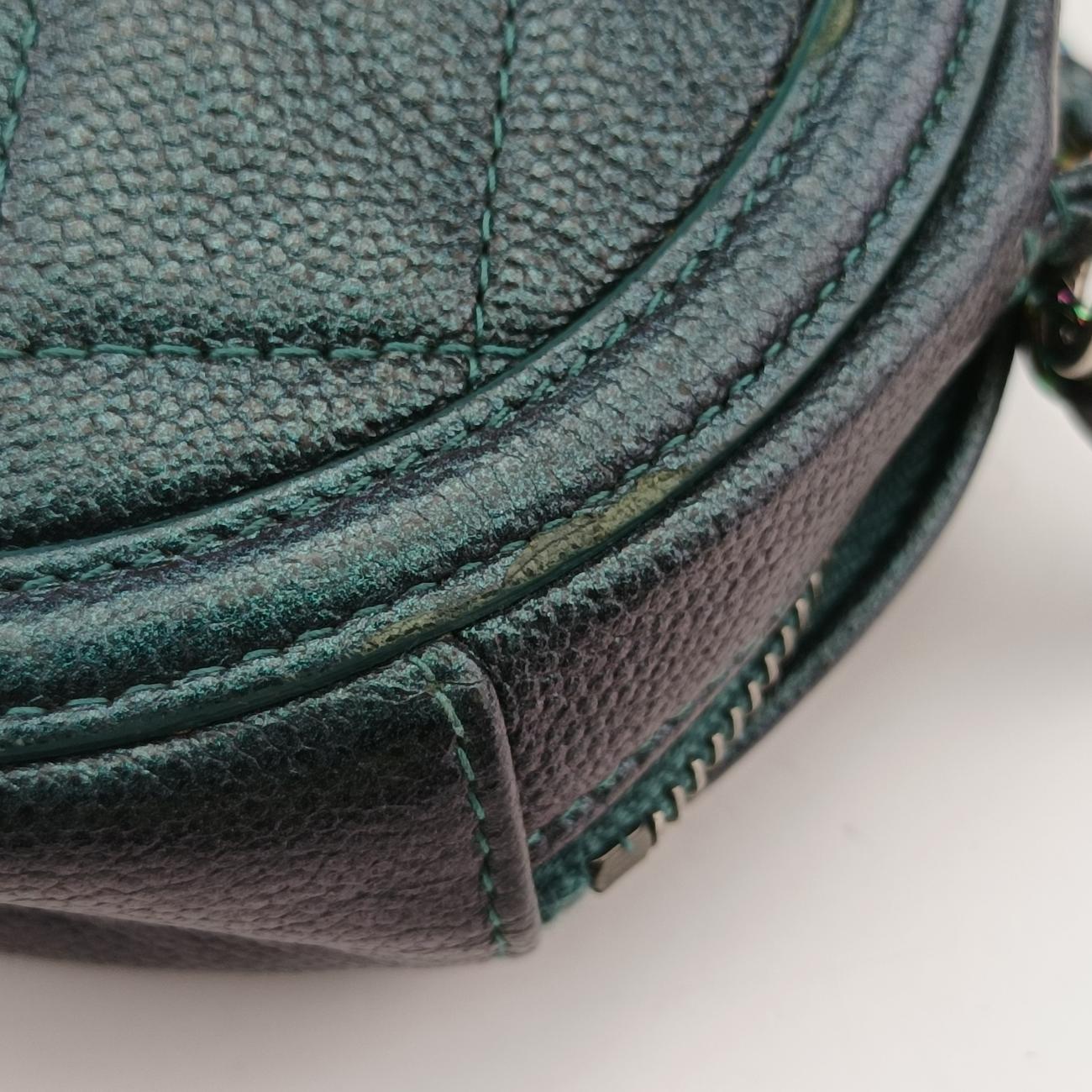 Pre-owned Chanel CC Filigree round green Caviar Skin A81599 shoulderbag | stylenewstar