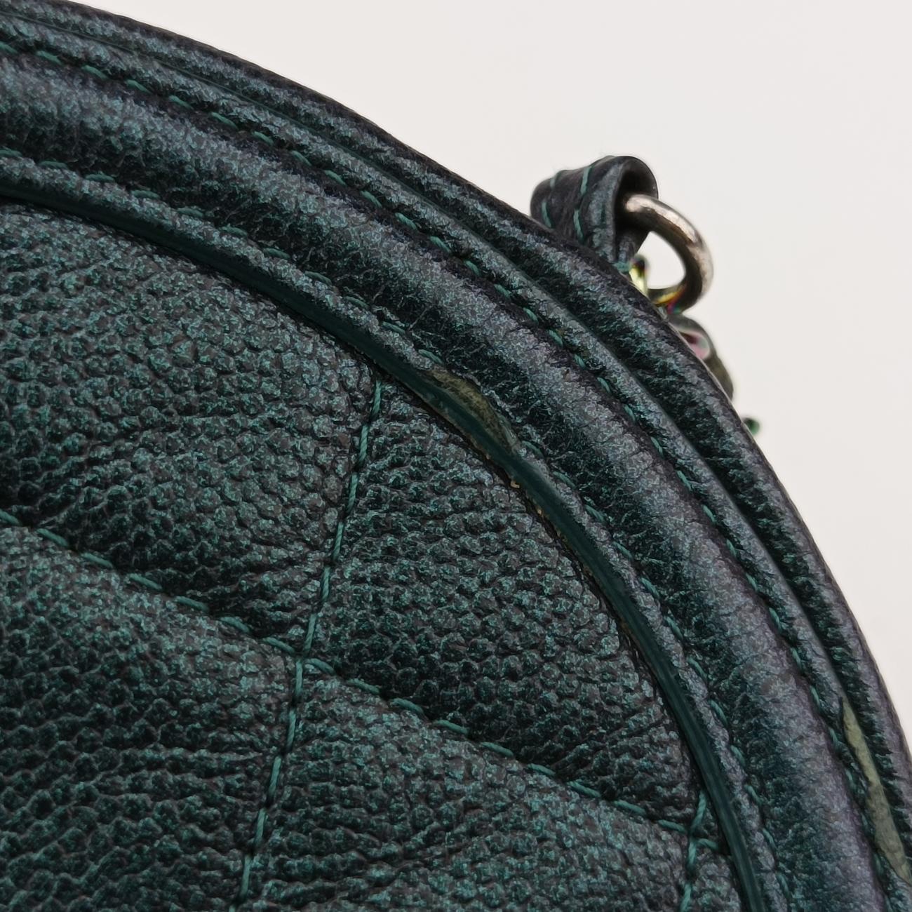 Pre-owned Chanel CC Filigree round green Caviar Skin A81599 shoulderbag | stylenewstar