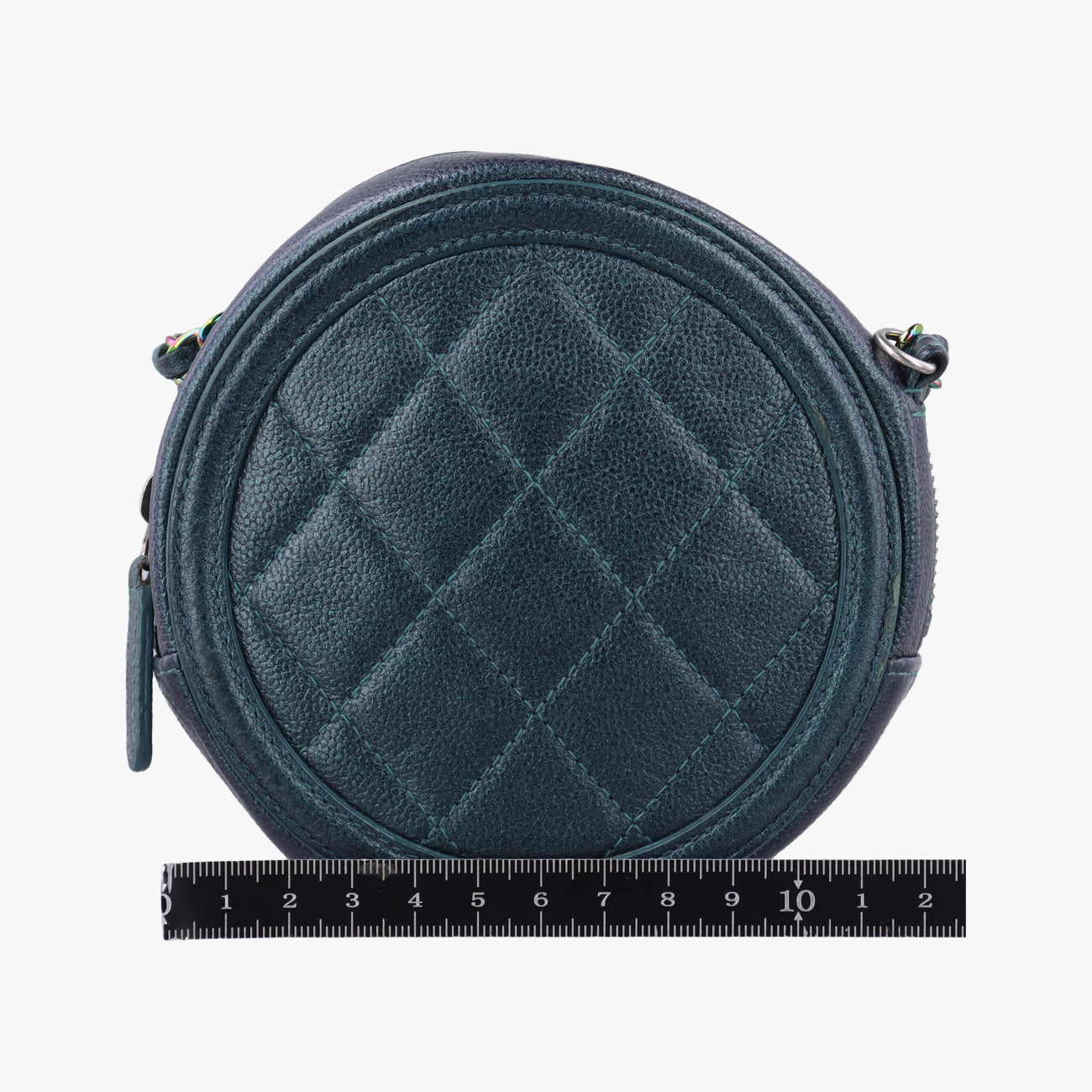 Pre-owned Chanel CC Filigree round green Caviar Skin A81599 shoulderbag | stylenewstar