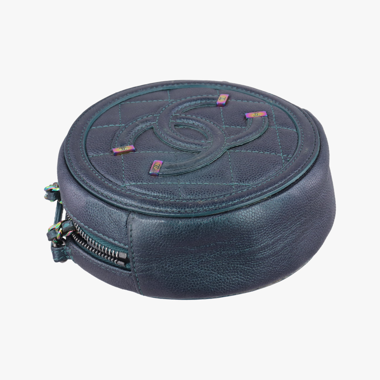 Pre-owned Chanel CC Filigree round green Caviar Skin A81599 shoulderbag | stylenewstar