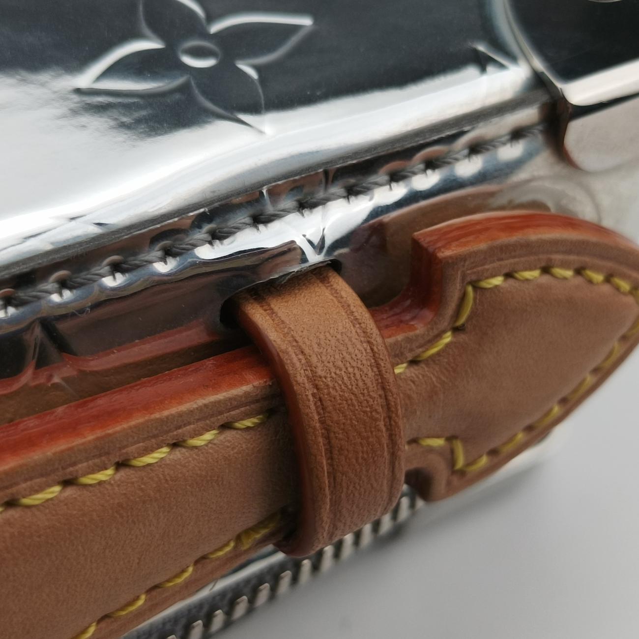 Pre-owned Louis Vuitton Monogram Mirror Handle Soft Trunk Silver Vernis M45885 shoulderbag | stylenewstar