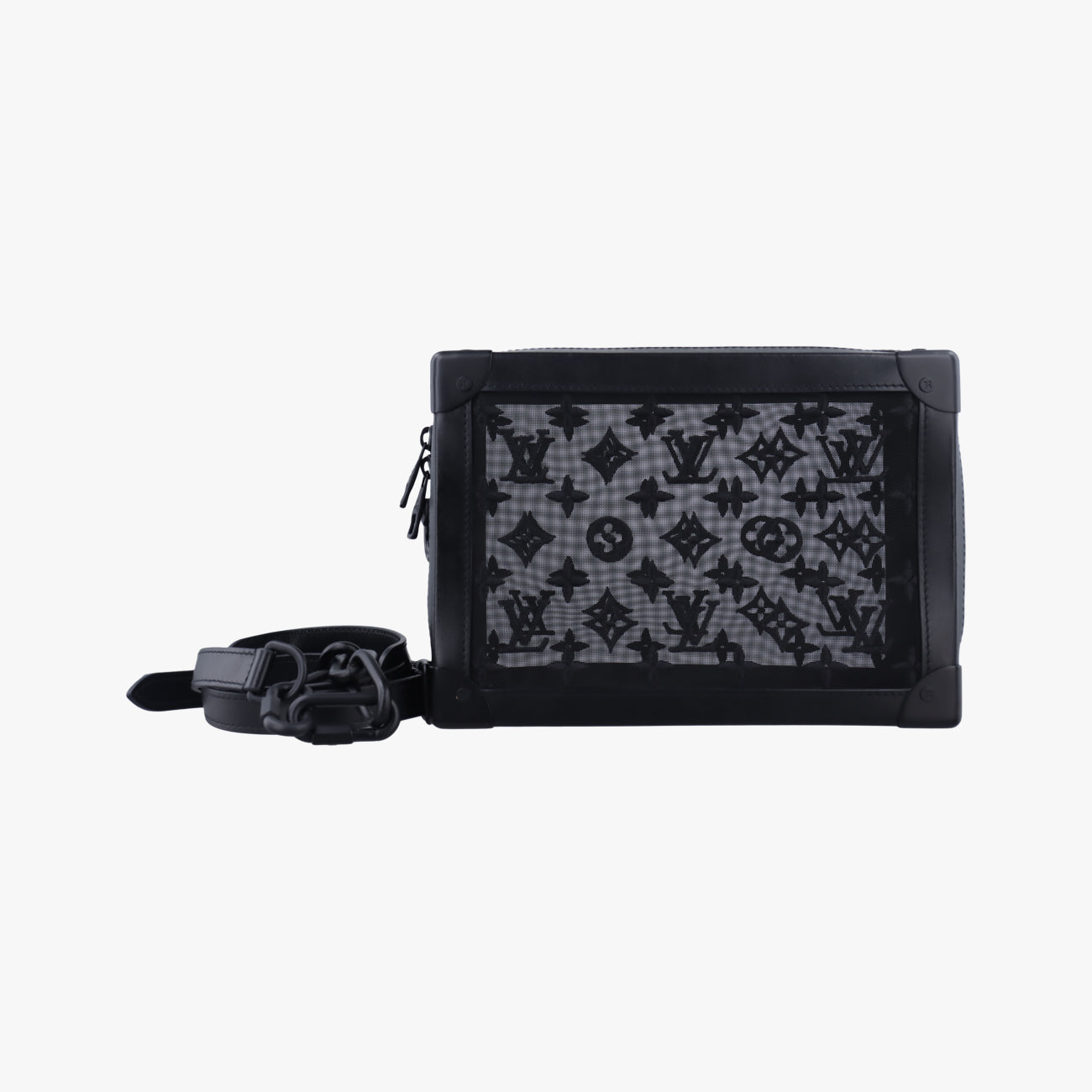 Pre-owned Louis Vuitton SOFT TRUNK Noir MONOGRAM MESH×calf leather M53964 shoulderbag | stylenewstar