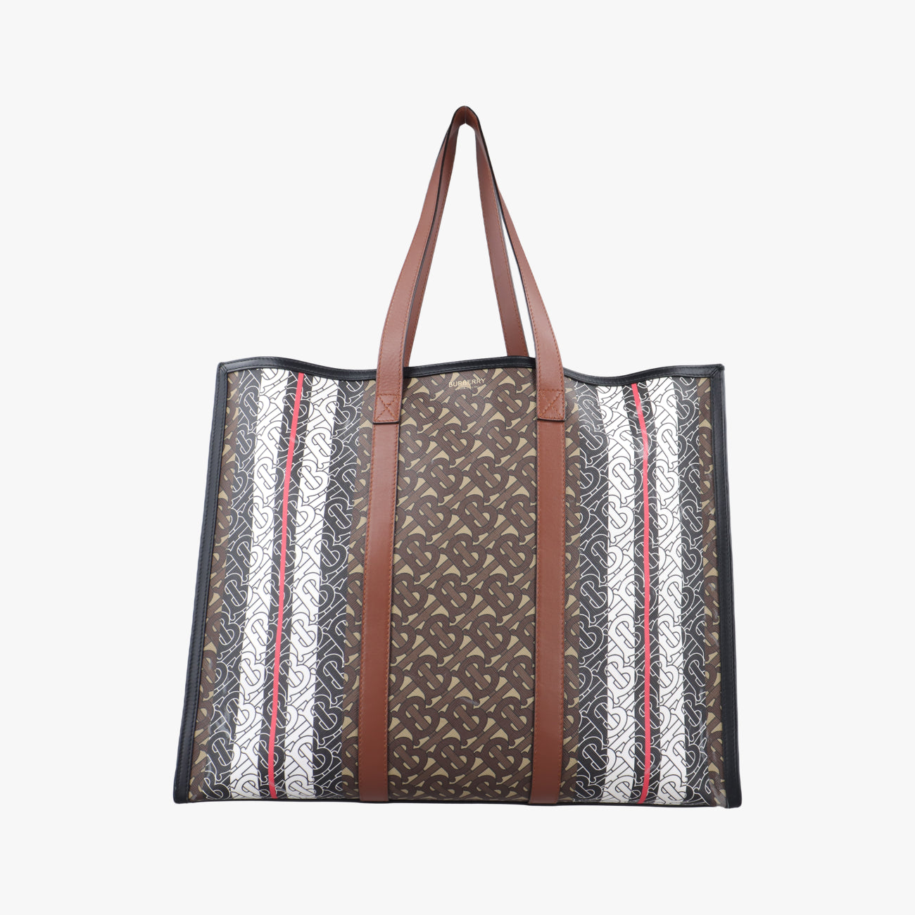 Pre-owned Burberry Small Monogram Stripe E-Canvas Multicolour Coated canvas x leather  shoulderbag | stylenewstar