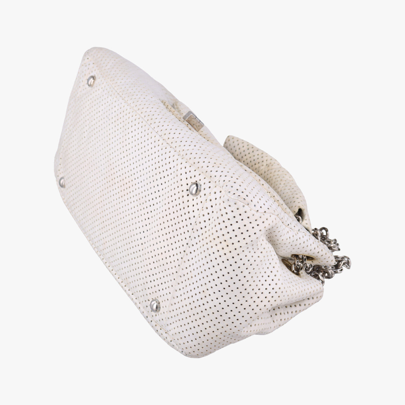 Pre-owned Chanel 2.55 Punching White lambskin A37561 shoulderbag | stylenewstar