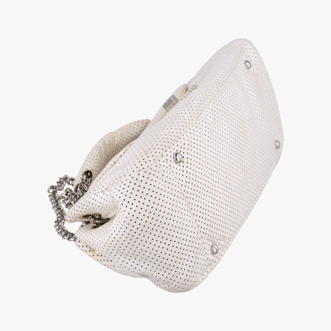 Pre-owned Chanel 2.55 Punching White lambskin A37561 shoulderbag | stylenewstar