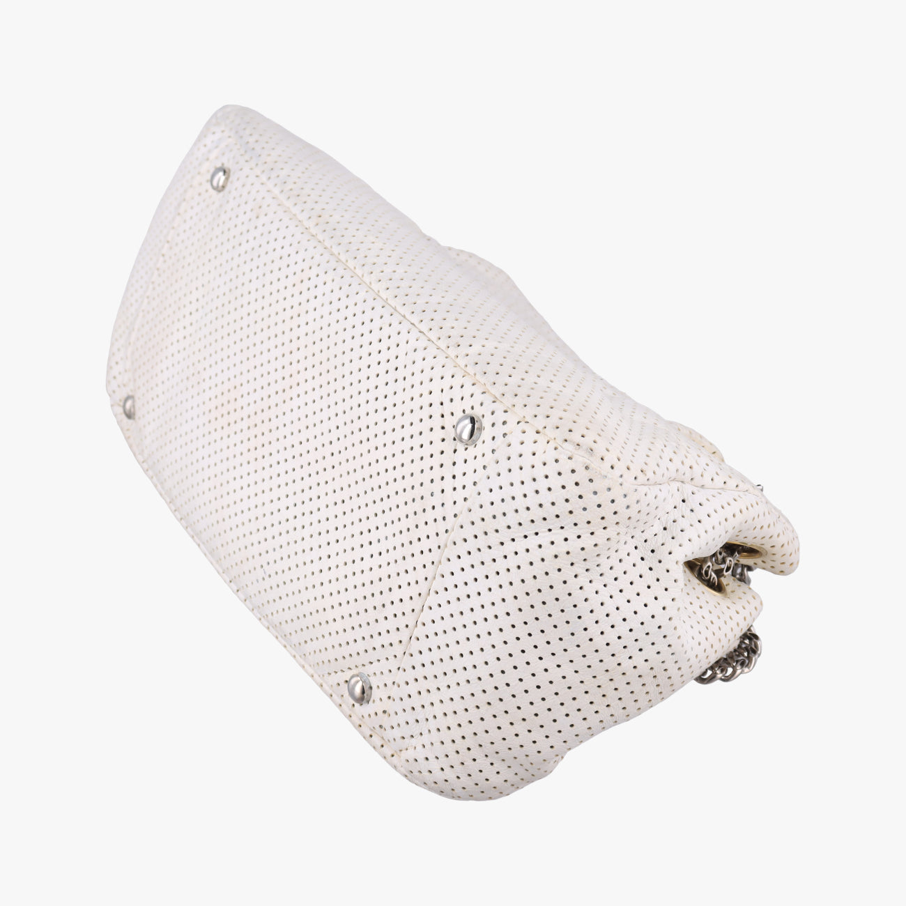 Pre-owned Chanel 2.55 Punching White lambskin A37561 shoulderbag | stylenewstar