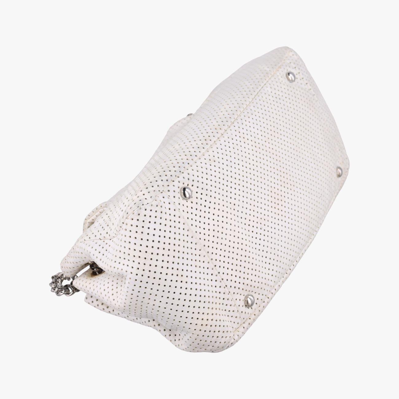 Pre-owned Chanel 2.55 Punching White lambskin A37561 shoulderbag | stylenewstar