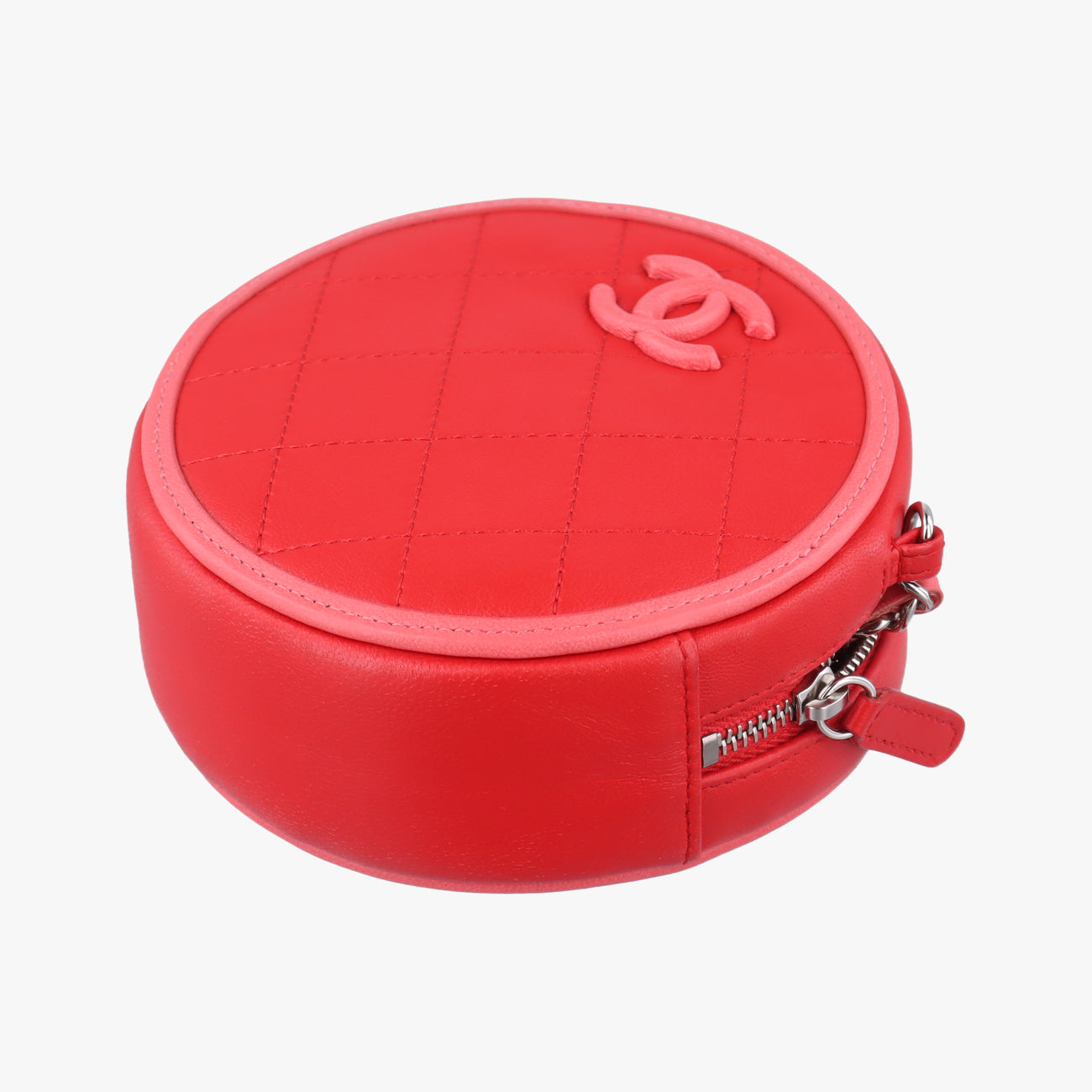 Pre-owned Chanel Color Pop CC Round Red / Pink lambskin AP0060 shoulderbag | stylenewstar