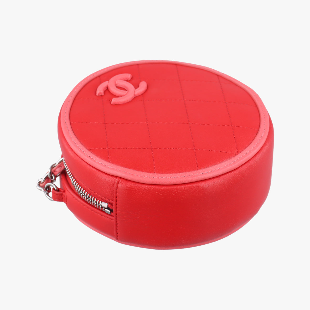 Pre-owned Chanel Color Pop CC Round Red / Pink lambskin AP0060 shoulderbag | stylenewstar