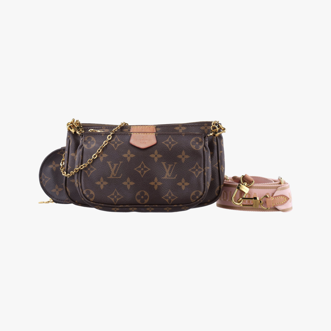 Pre-owned Louis Vuitton MULTI POCHETTE ACCESSOIRES MARRON×ROSE CLAIRE Monogram Canvas M44840 shoulderbag | stylenewstar
