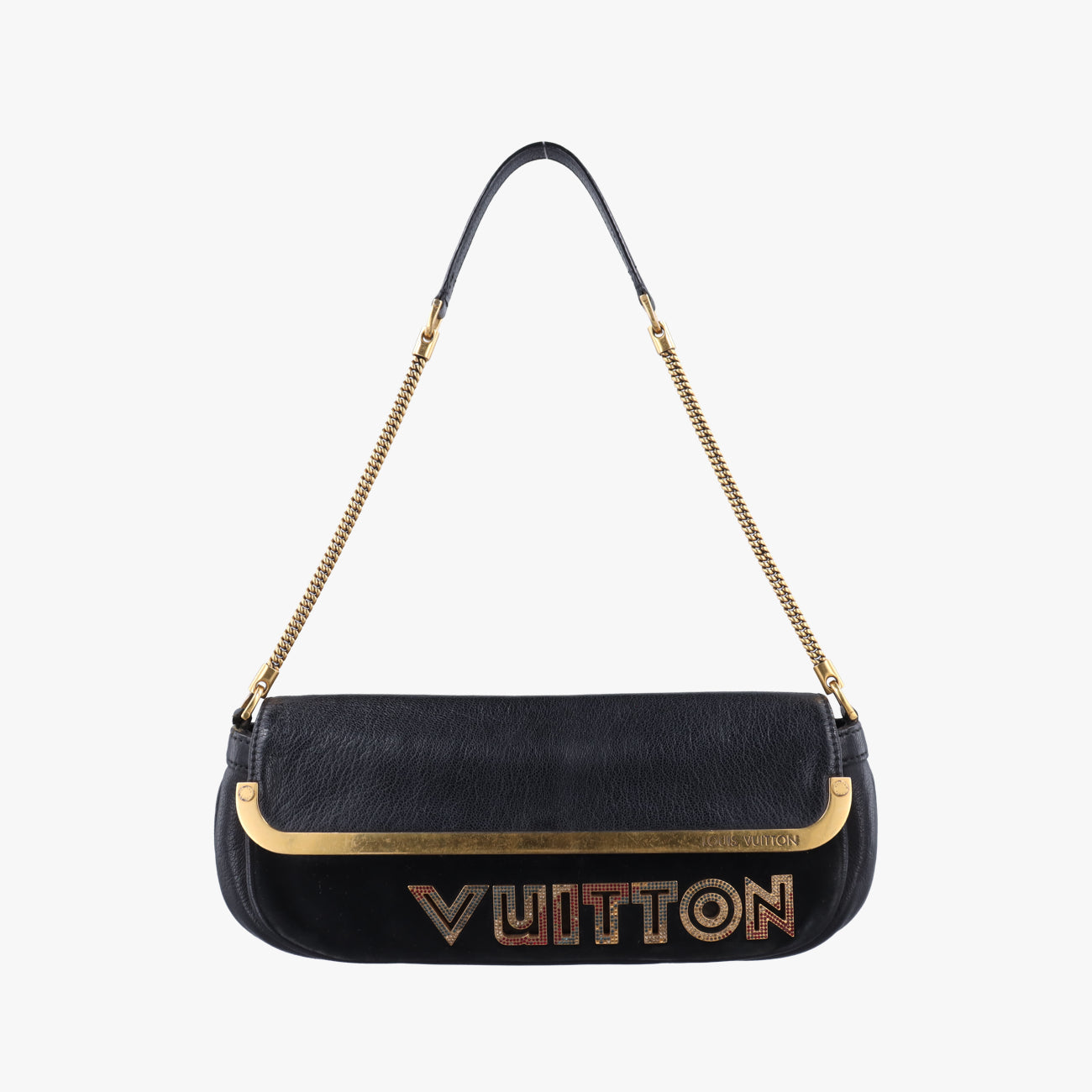 Pre-owned Louis Vuitton Avant Garde Art Deco Black Suede × leather M97093 shoulderbag | stylenewstar