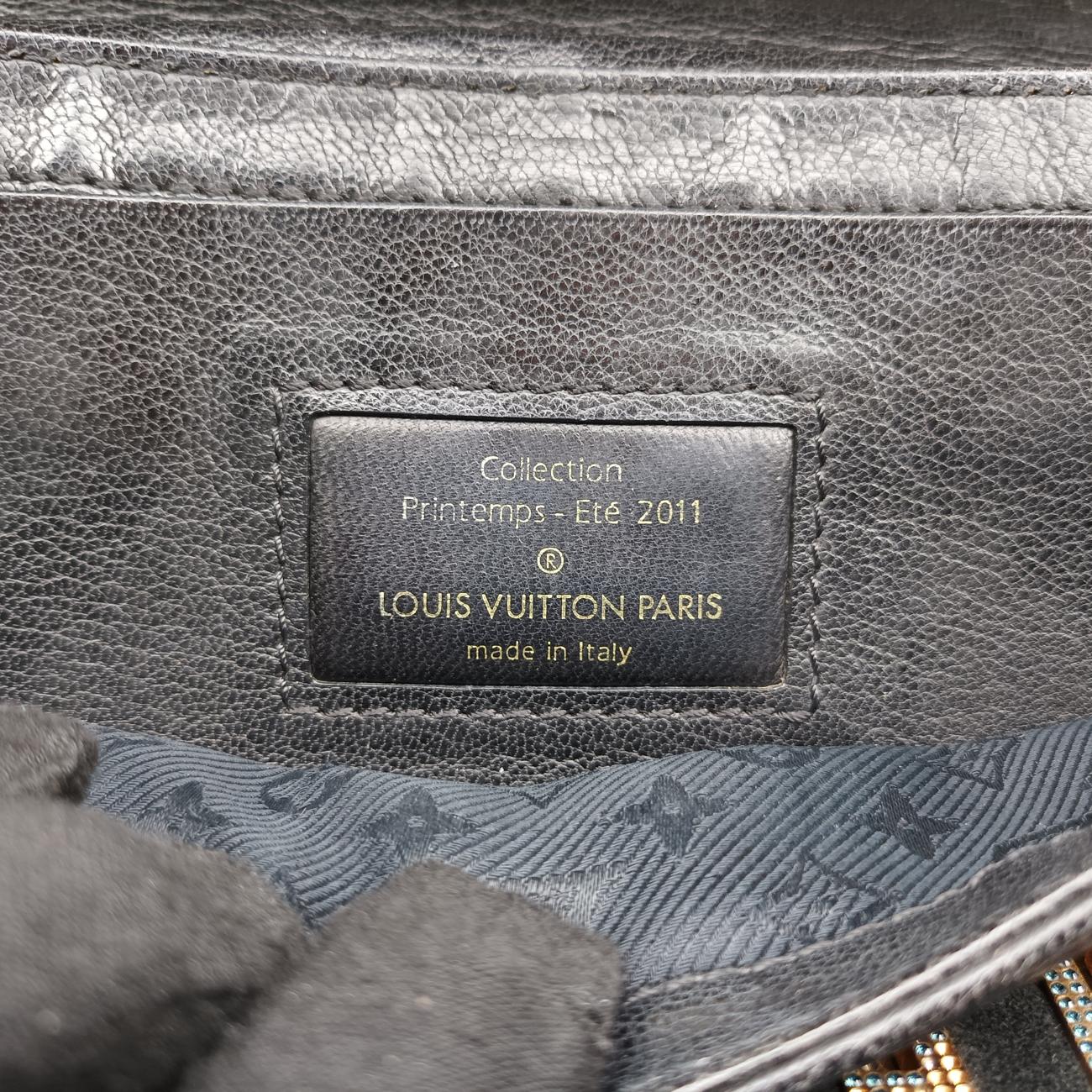 Pre-owned Louis Vuitton Avant Garde Art Deco Black Suede × leather M97093 shoulderbag | stylenewstar